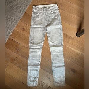 MOTHER Jeans - Silver Coated High-Waisted Skinny Looker